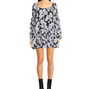 En Saison Teagan Floral Square Neck Blouson Sleeve Mini Dress Size Medium NWOT
